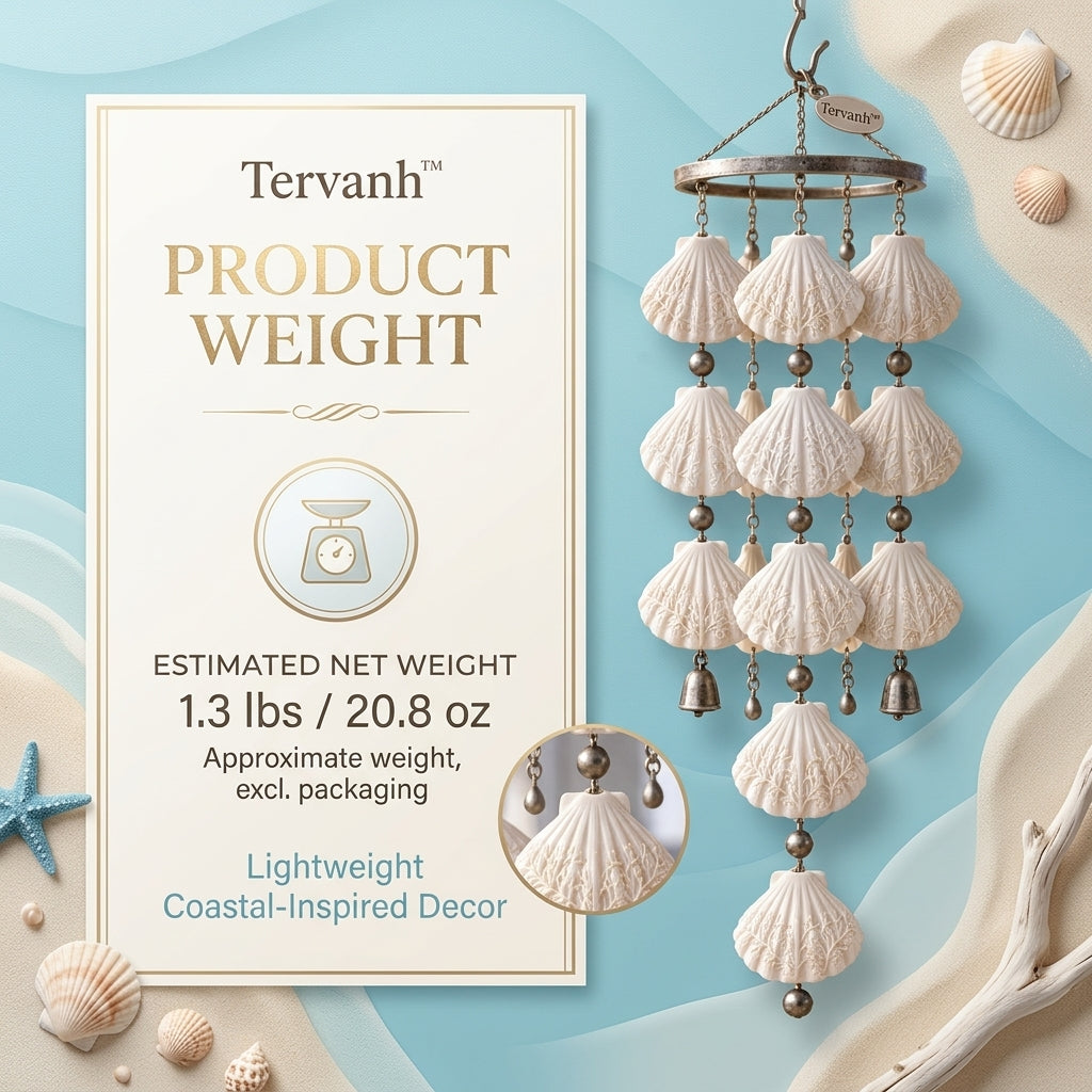 Tervanh™ Sunlit Ivory Cascading Seashell Wind Chime - detail