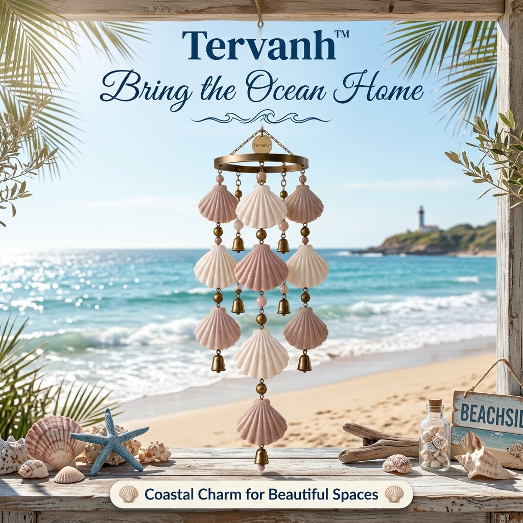 Tervanh™ Blush Tide Pastel Seashell Wind Chime - hero