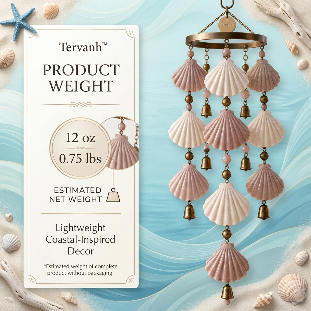 Tervanh™ Blush Tide Pastel Seashell Wind Chime - detail