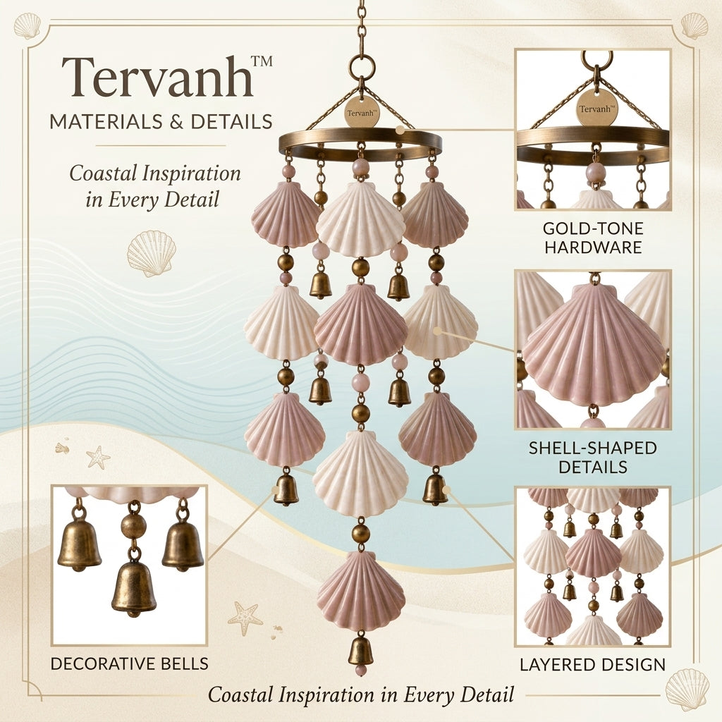Tervanh™ Blush Tide Pastel Seashell Wind Chime - lifestyle