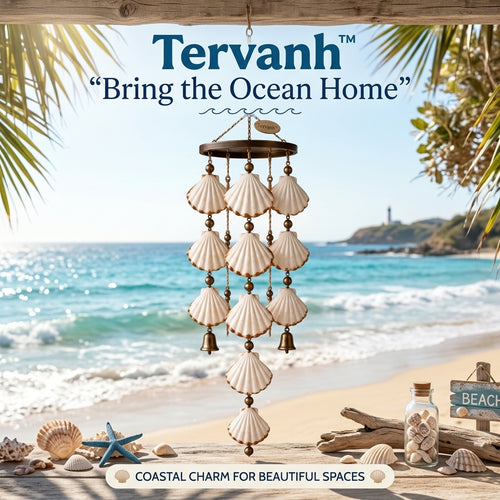 Tervanh™ Coral Dawn Tiered Seashell Wind Chime - hero