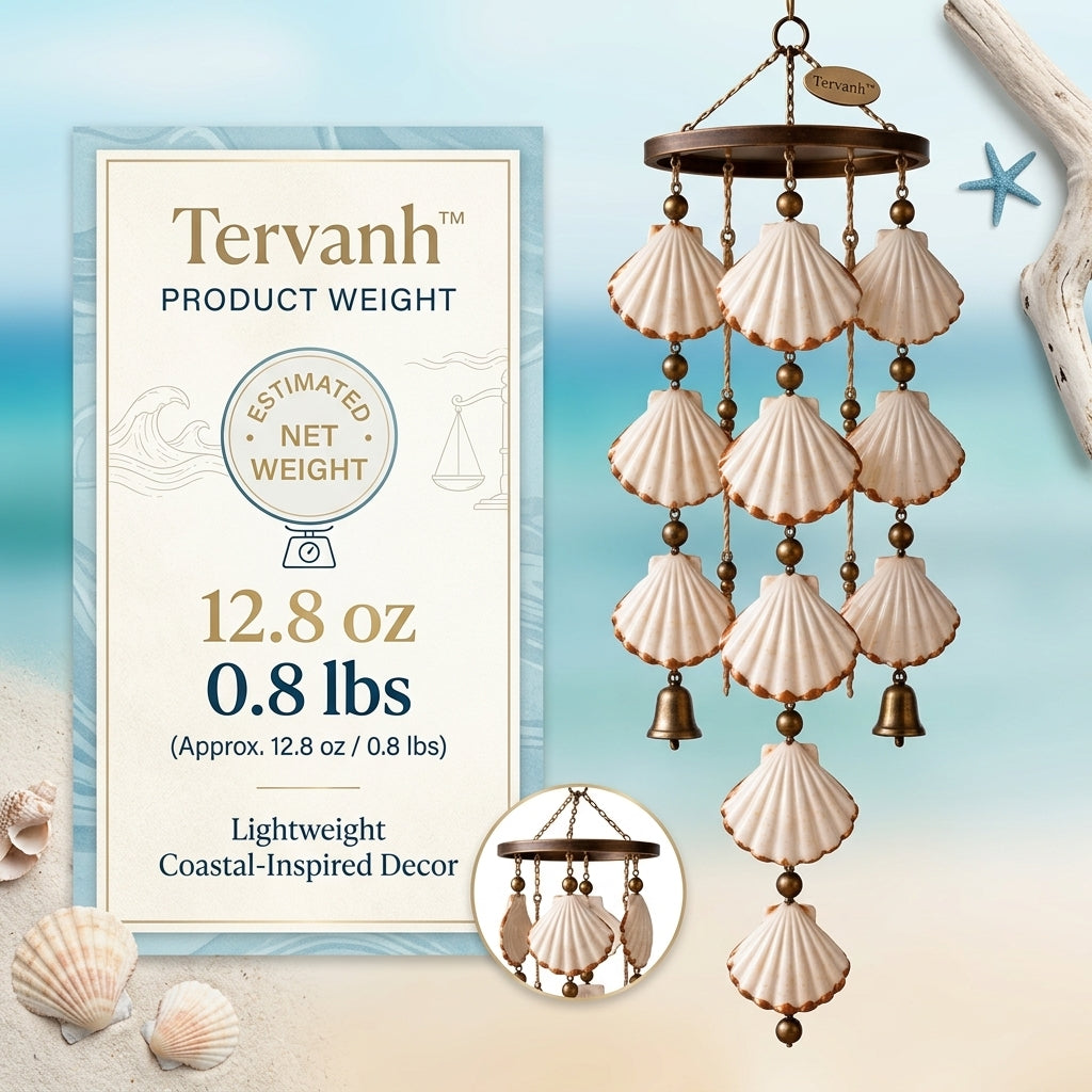 Tervanh™ Coral Dawn Tiered Seashell Wind Chime - detail