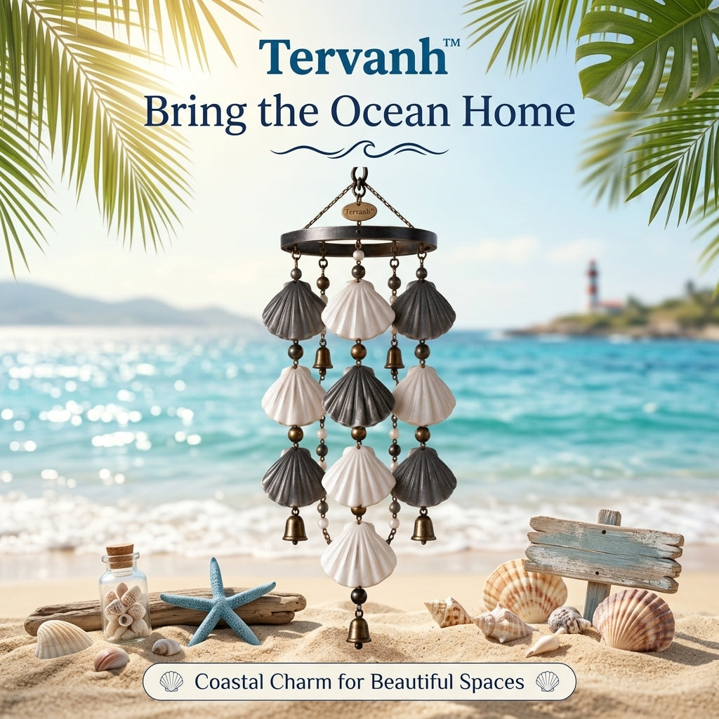 Tervanh™ Dusk and Drift Two-Tone Seashell Wind Chime - hero