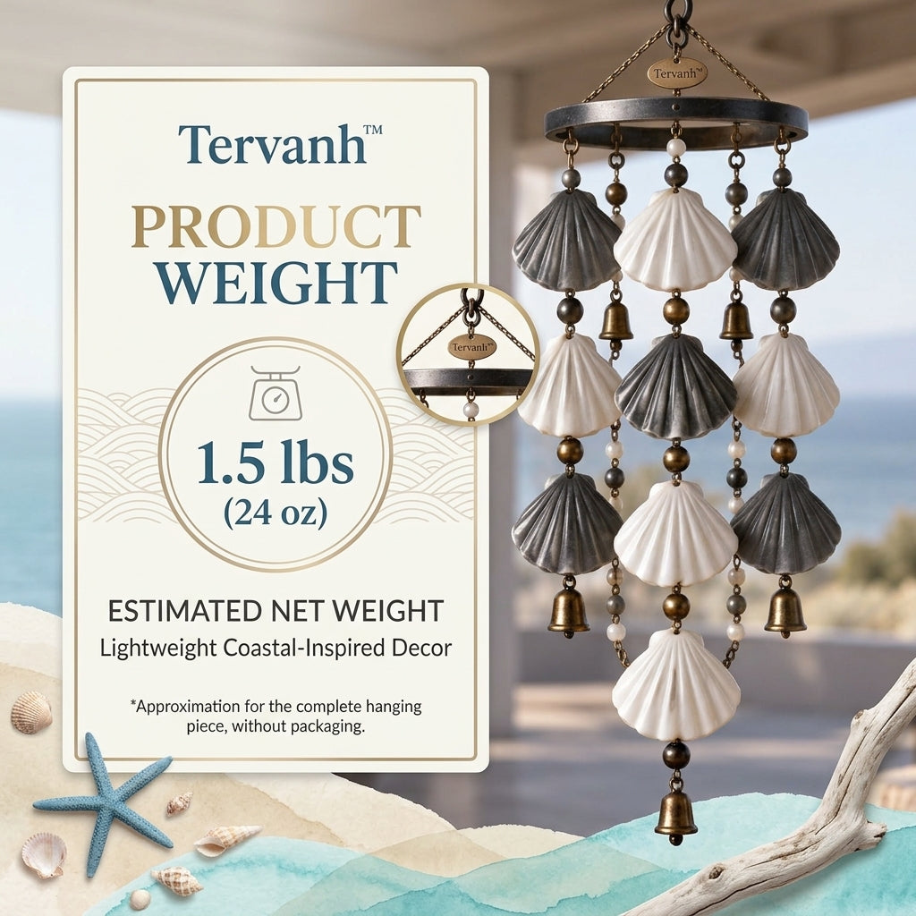 Tervanh™ Dusk and Drift Two-Tone Seashell Wind Chime - detail