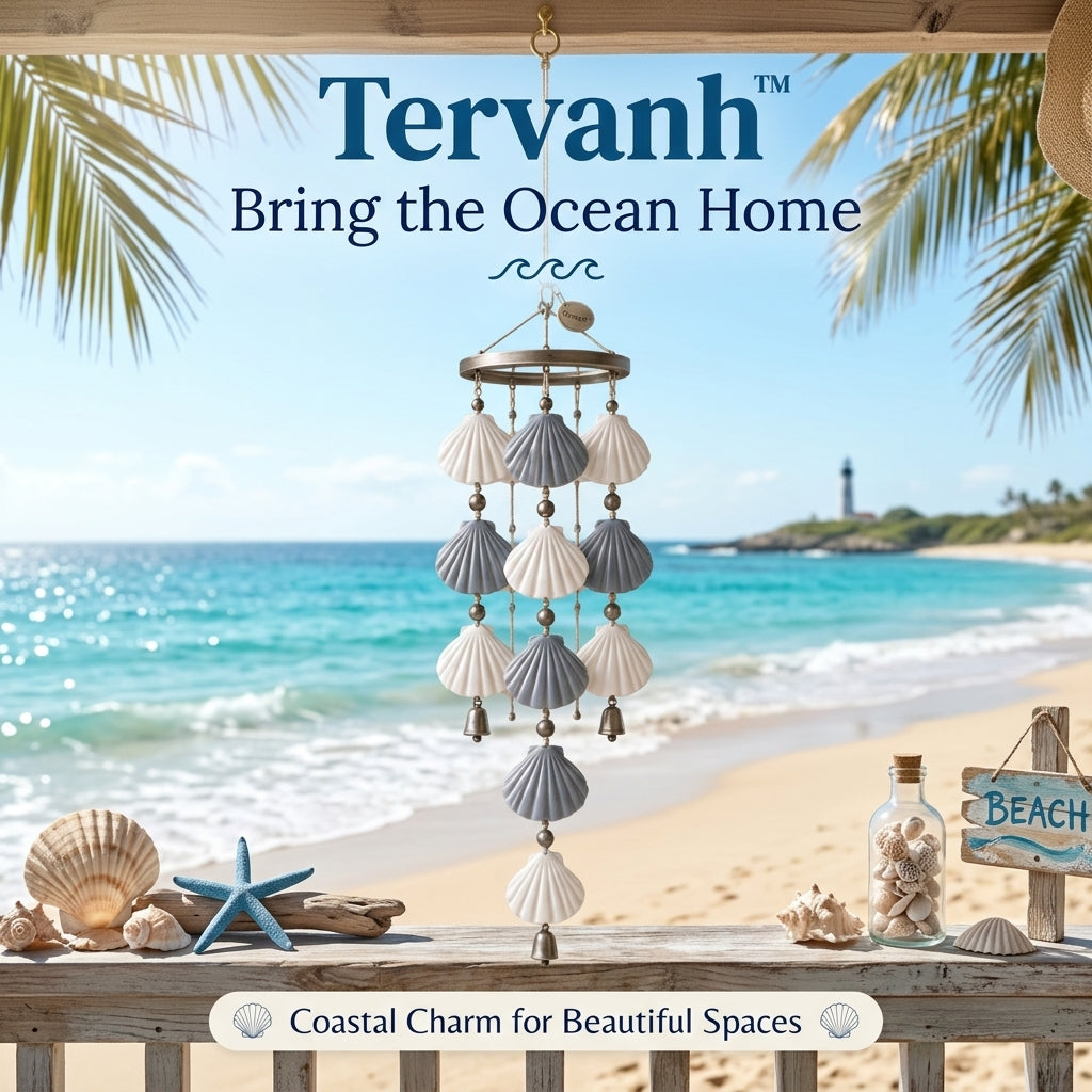 Tervanh™ Harbor Breeze Gray Ombre Seashell Wind Chime - hero