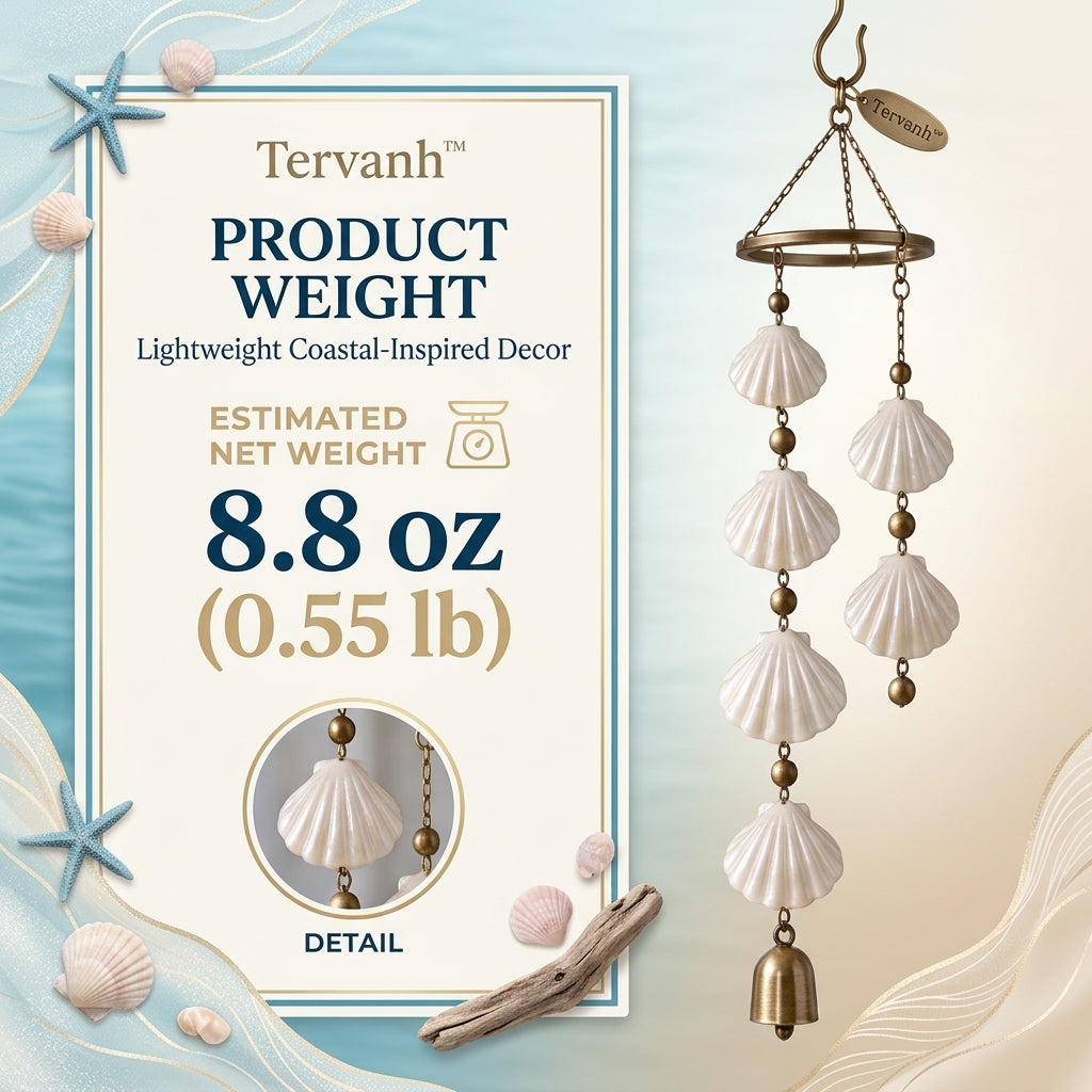 Tervanh™ Seaside Solace Single-Strand Seashell Wind Chime - detail