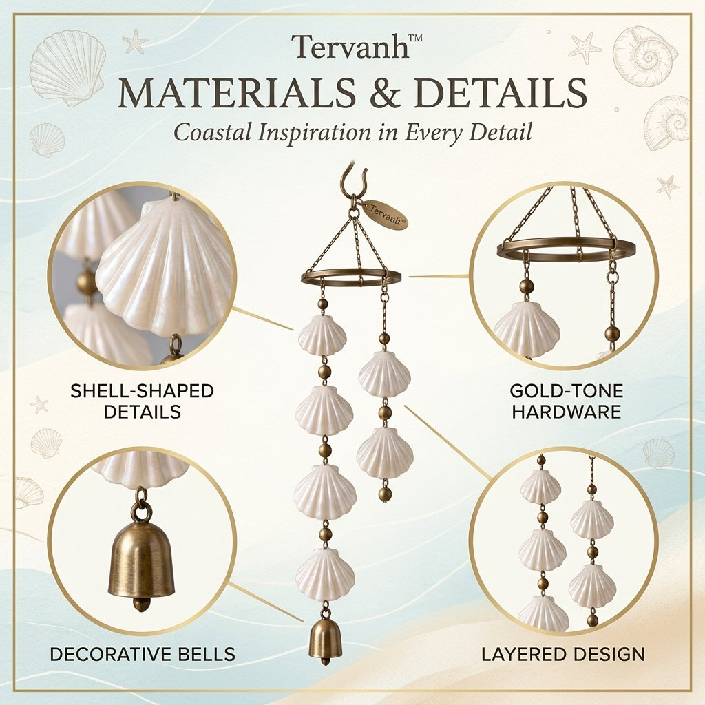 Tervanh™ Seaside Solace Single-Strand Seashell Wind Chime - lifestyle