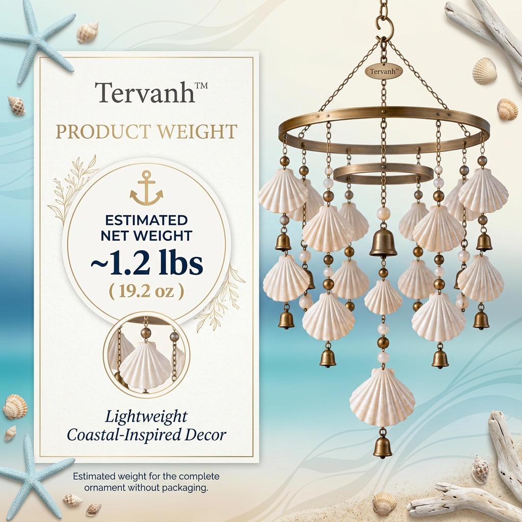 Tervanh™ Golden Current Circular Canopy Seashell Wind Chime - detail