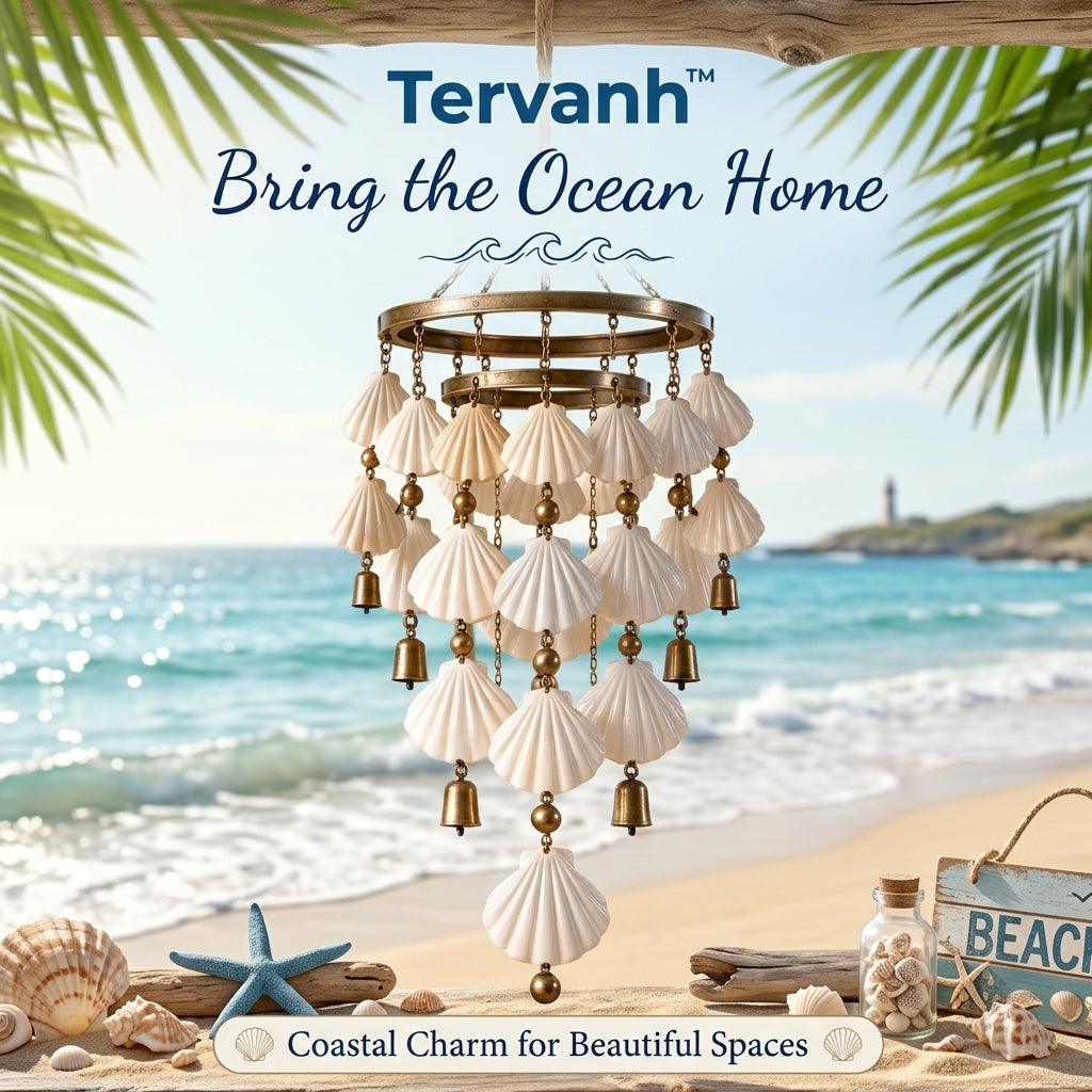 Tervanh™ Ocean Pavilion Layered-Ring Seashell Wind Chime - hero