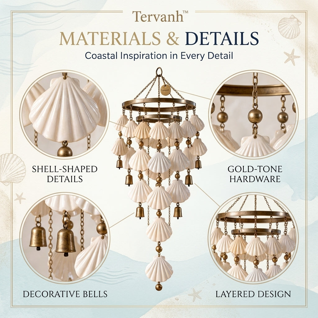 Tervanh™ Ocean Pavilion Layered-Ring Seashell Wind Chime - lifestyle